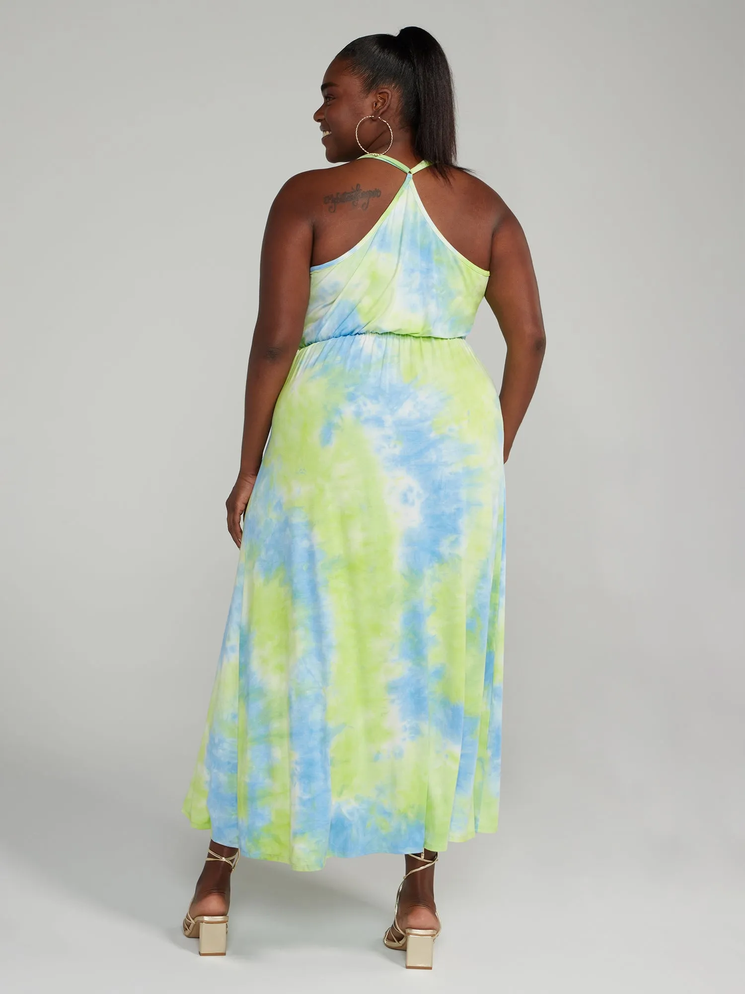 Tie Dye Halter Style Maxi Dress