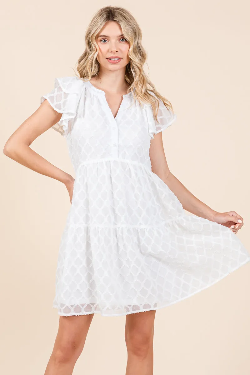 Tiered Babydoll Ruffle V Neck Mini Dress