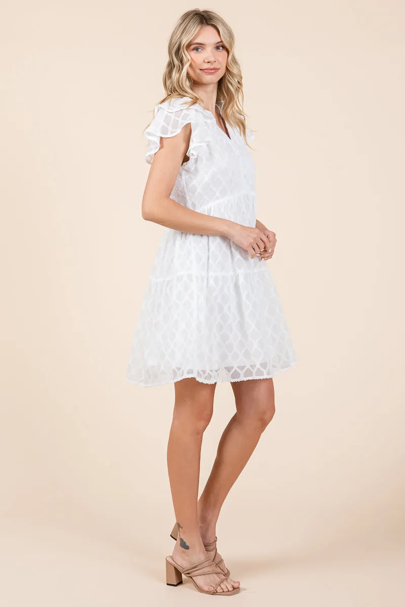 Tiered Babydoll Ruffle V Neck Mini Dress