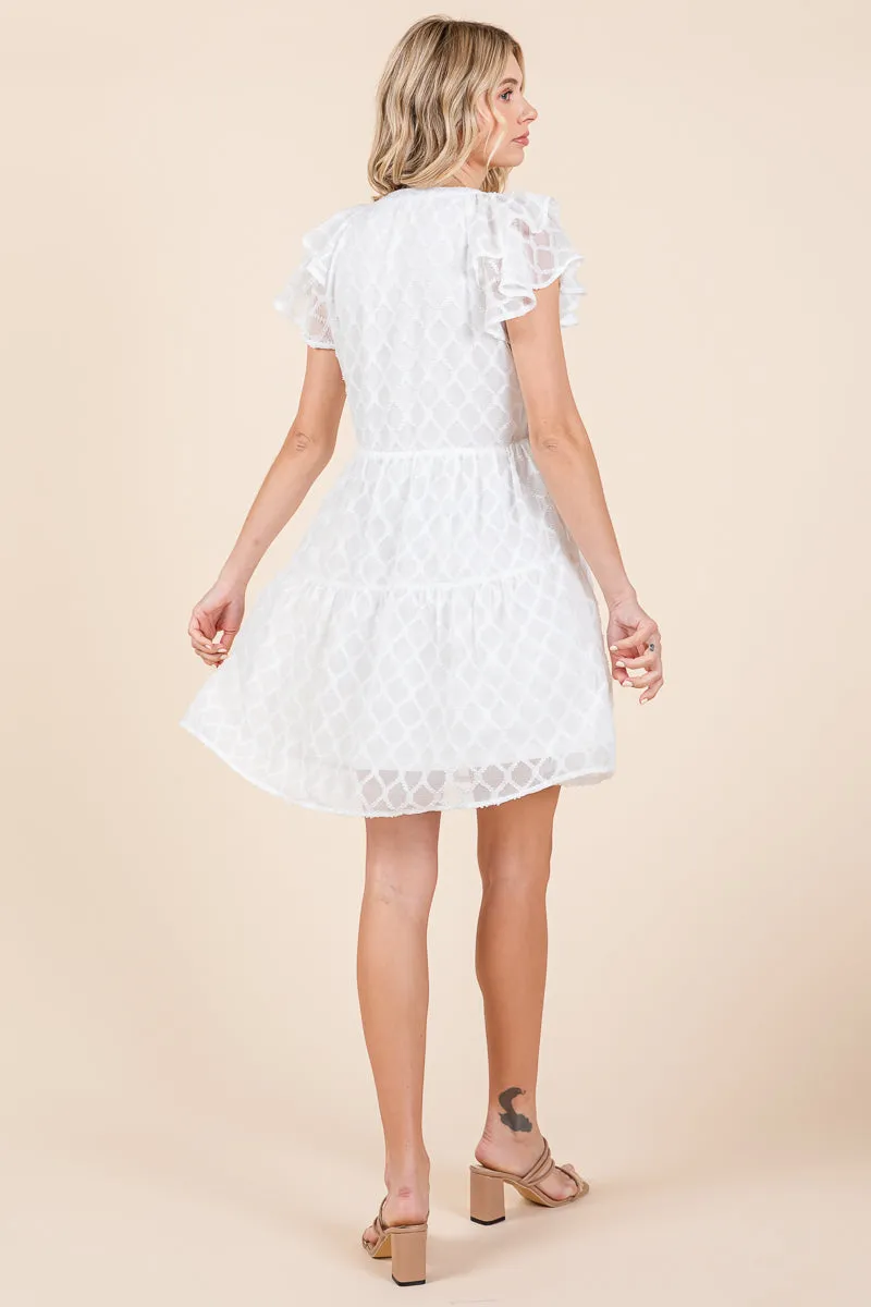 Tiered Babydoll Ruffle V Neck Mini Dress