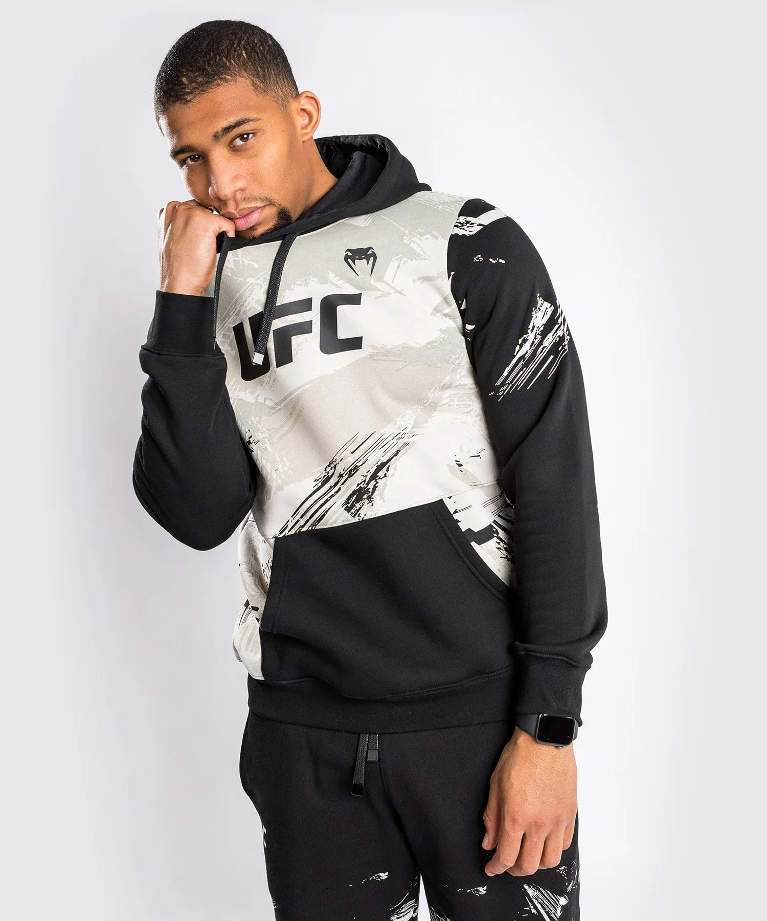 UFC Venum Authentic Fight Week 2.0 Men's Pullover Hoodie - Sand/Black