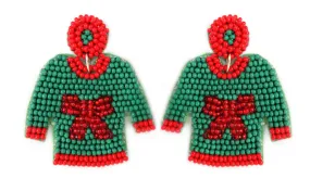 Ugly sweater earrings in seed beads