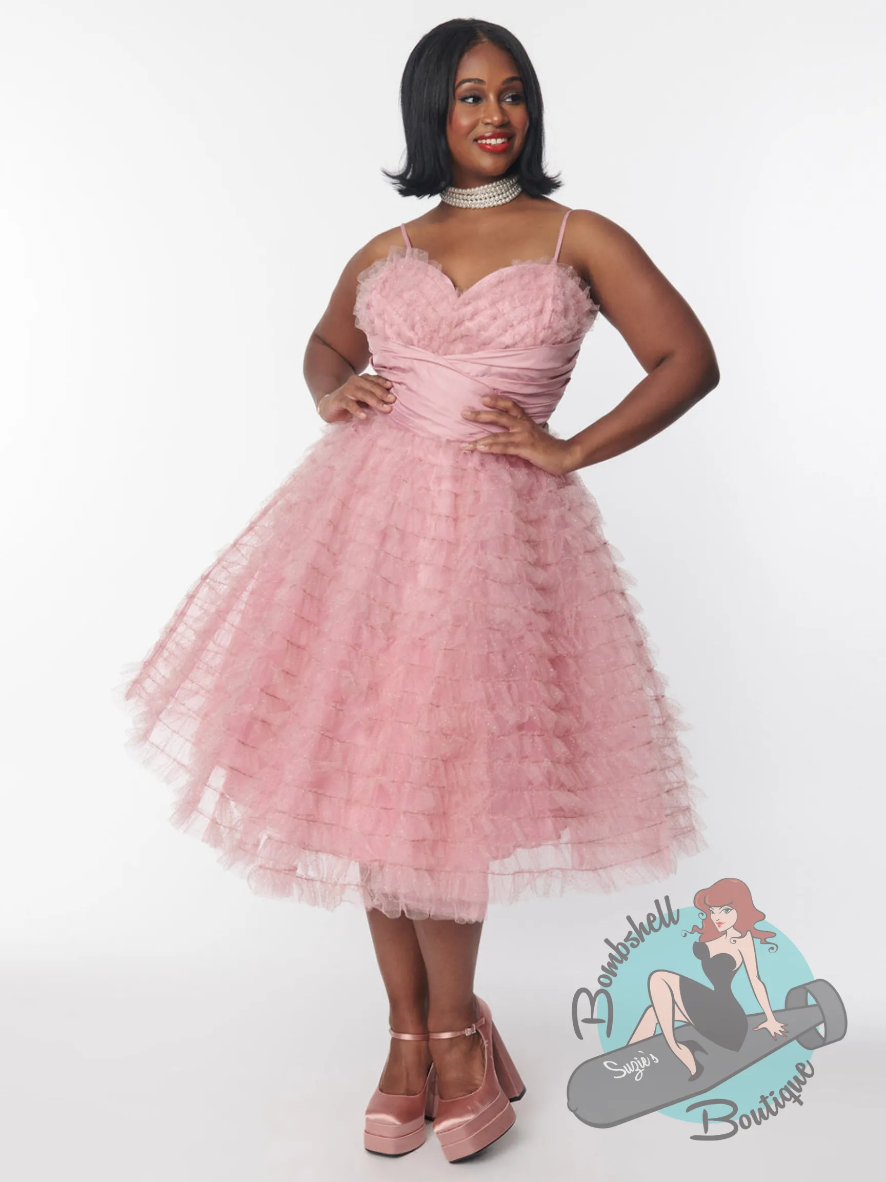 Unique Vintage Cupcake Pink Tulle Swing Dress