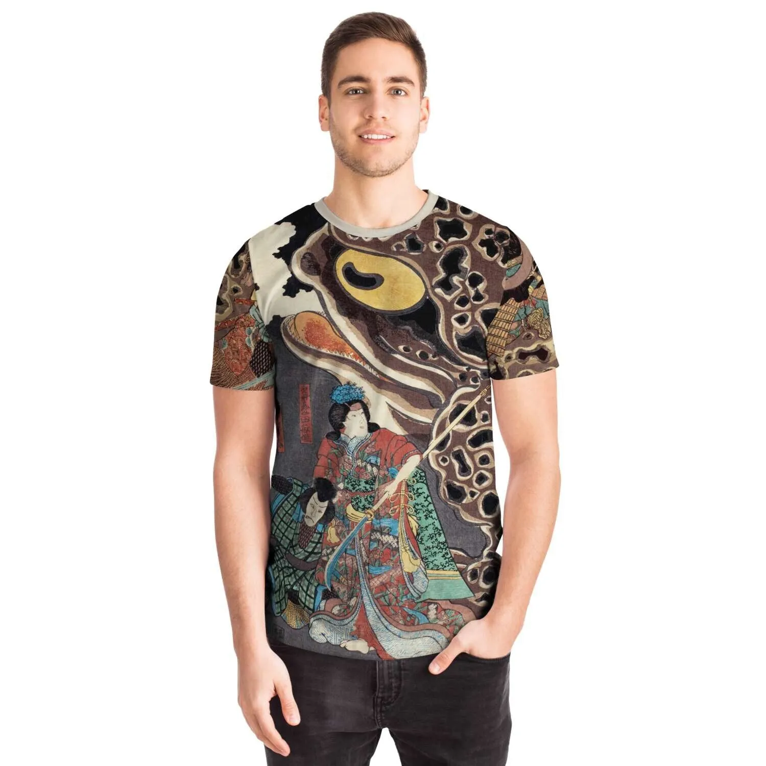 Utagawa Kuniyoshi: Ichikawa Danjuro as Jiraya fighting Orochimaru Japanese Ukiyo-e Samurai Frog Toad Ronin Antique Art T-Shirt