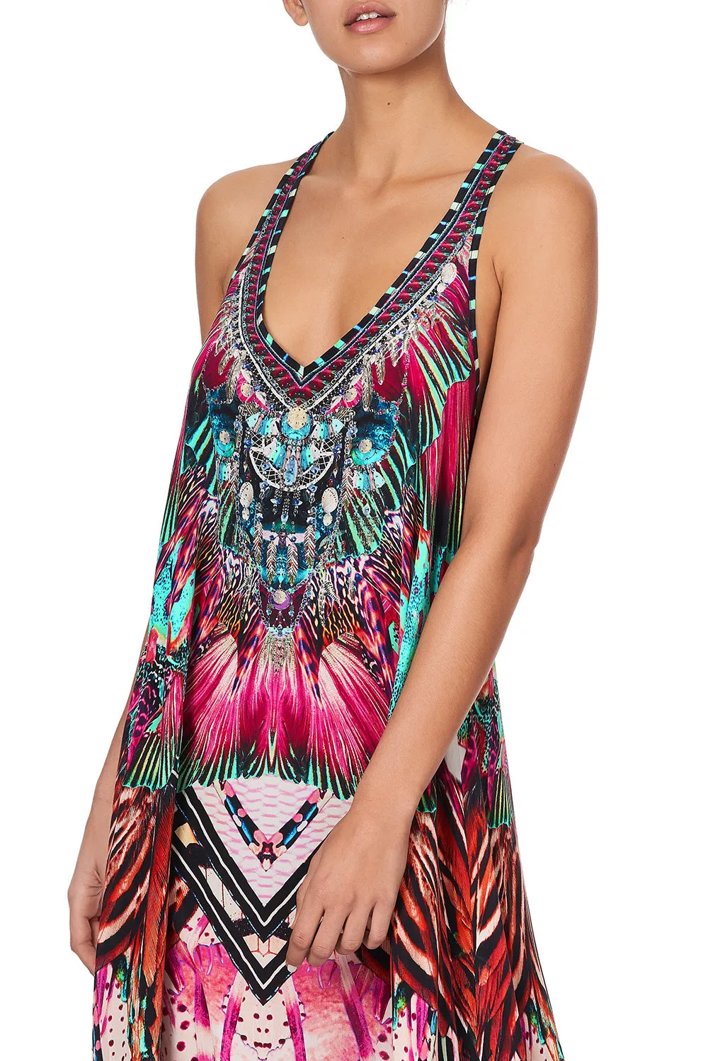 V NECK RACERBACK DRESS RAINBOW EYES