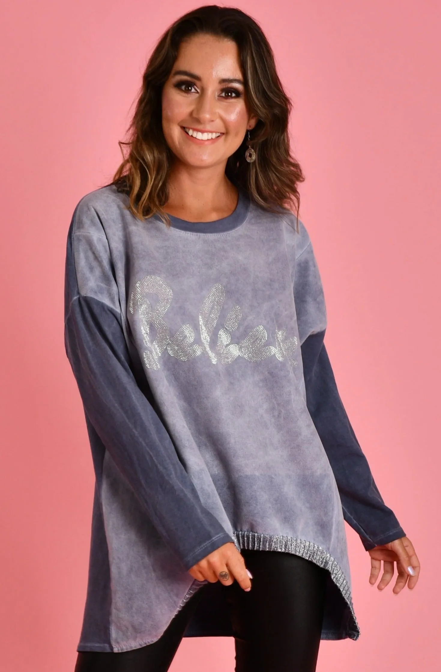 VLST700 (55110D) - BELIEVE SWEATER - SMOKEY BLUE