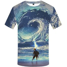 Wave T-shirt Men Cartoon Tshirt Printed Character Tshirts Novelty Magic T-shirts Graphic War T-shirts 3d Short Sleeve Hip hop