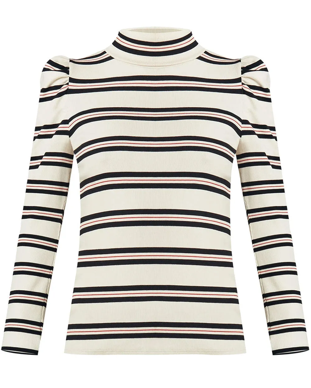 White Stripe Long Sleeve Cedar Turtleneck