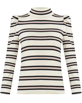 White Stripe Long Sleeve Cedar Turtleneck