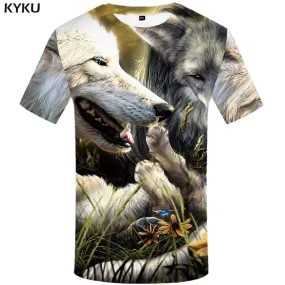 Wolf T shirt Men Animal T-shirt 3d Love T shirts Funny Weed Tshirt Anime Flower Tshirts Print Mens Clothing Hip hop Unisex Cool