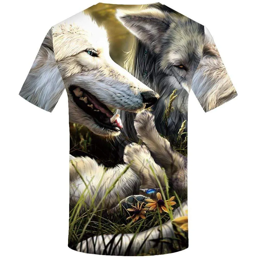 Wolf T shirt Men Animal T-shirt 3d Love T shirts Funny Weed Tshirt Anime Flower Tshirts Print Mens Clothing Hip hop Unisex Cool