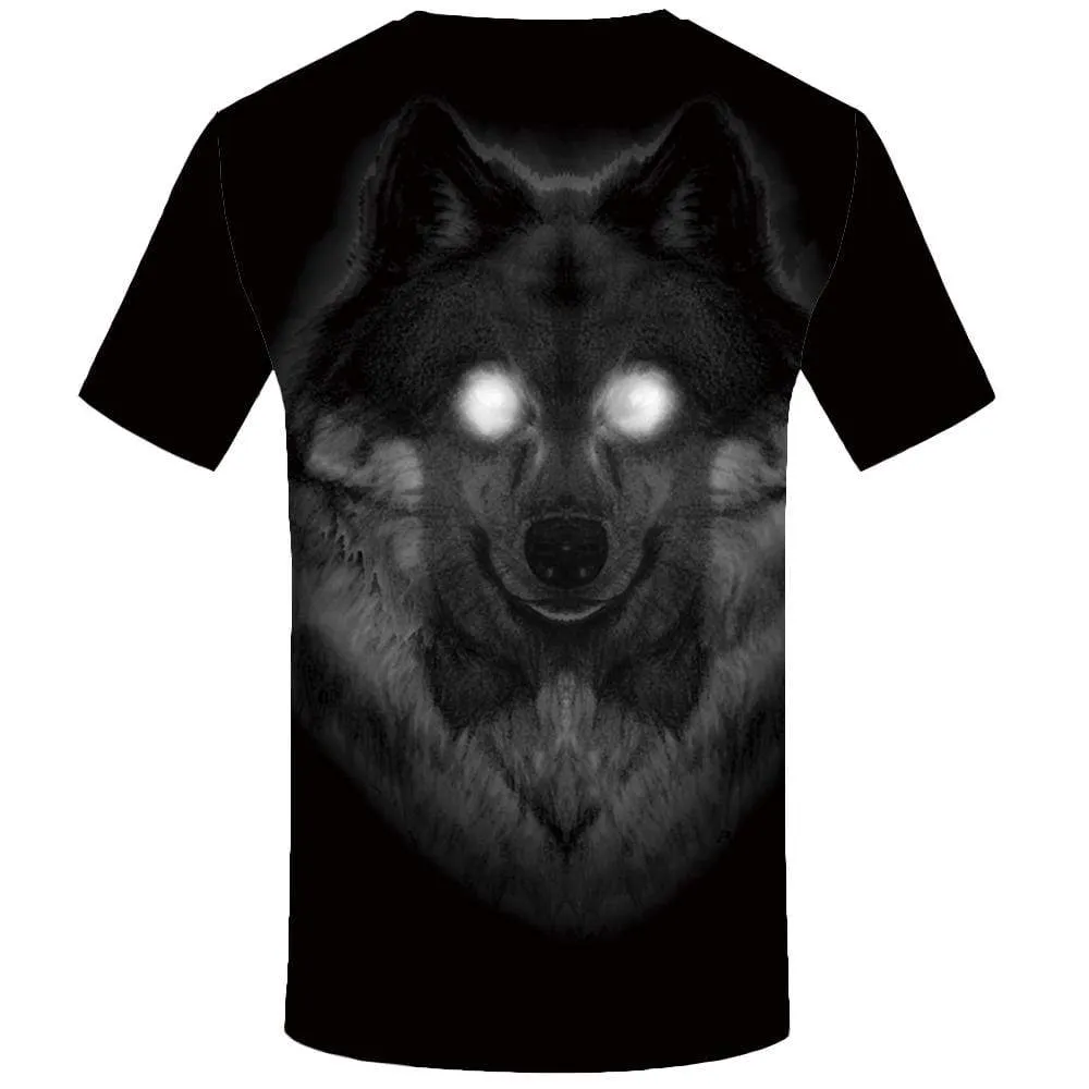 Wolf T shirt Men Black T-shirt 3d Animal Tshirts Print Punk Rock Tshirt Anime Gothic T shirts Funny Mens Clothing Casual Unisex