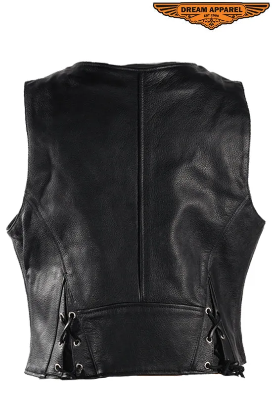 Womens Leather Vest With Gun Pockets