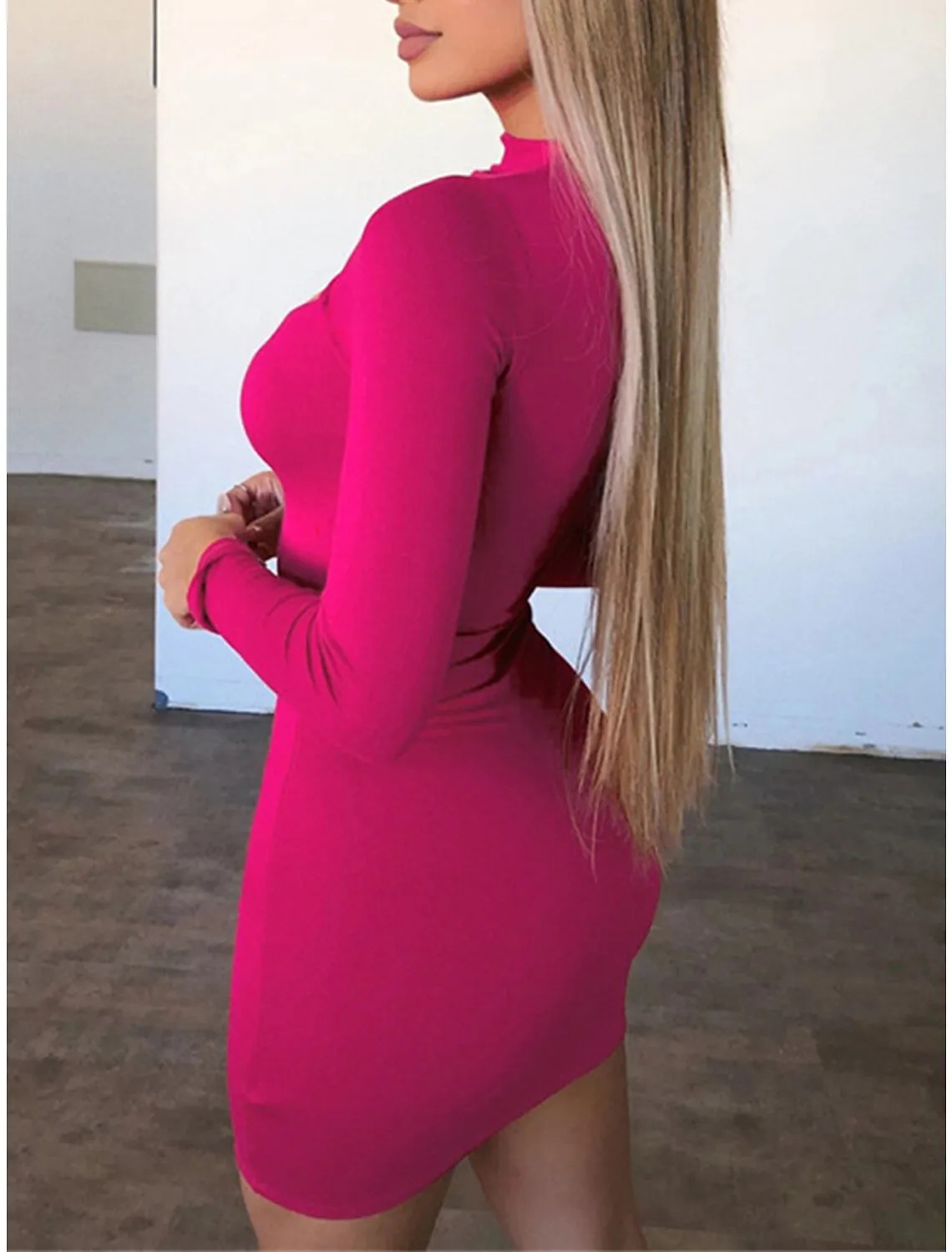 Women‘s Little Black Dress Sexy Dress Party Dress Bodycon Mini Dress Red Rose Long Sleeve Cut Out Fall Winter Autumn Crew Neck Fashion Winter Dress Vacation