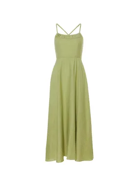 Wood Green Tie Long Dress