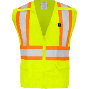 X Style Lime Class 2 FR Safety Vest - Zipper Closure