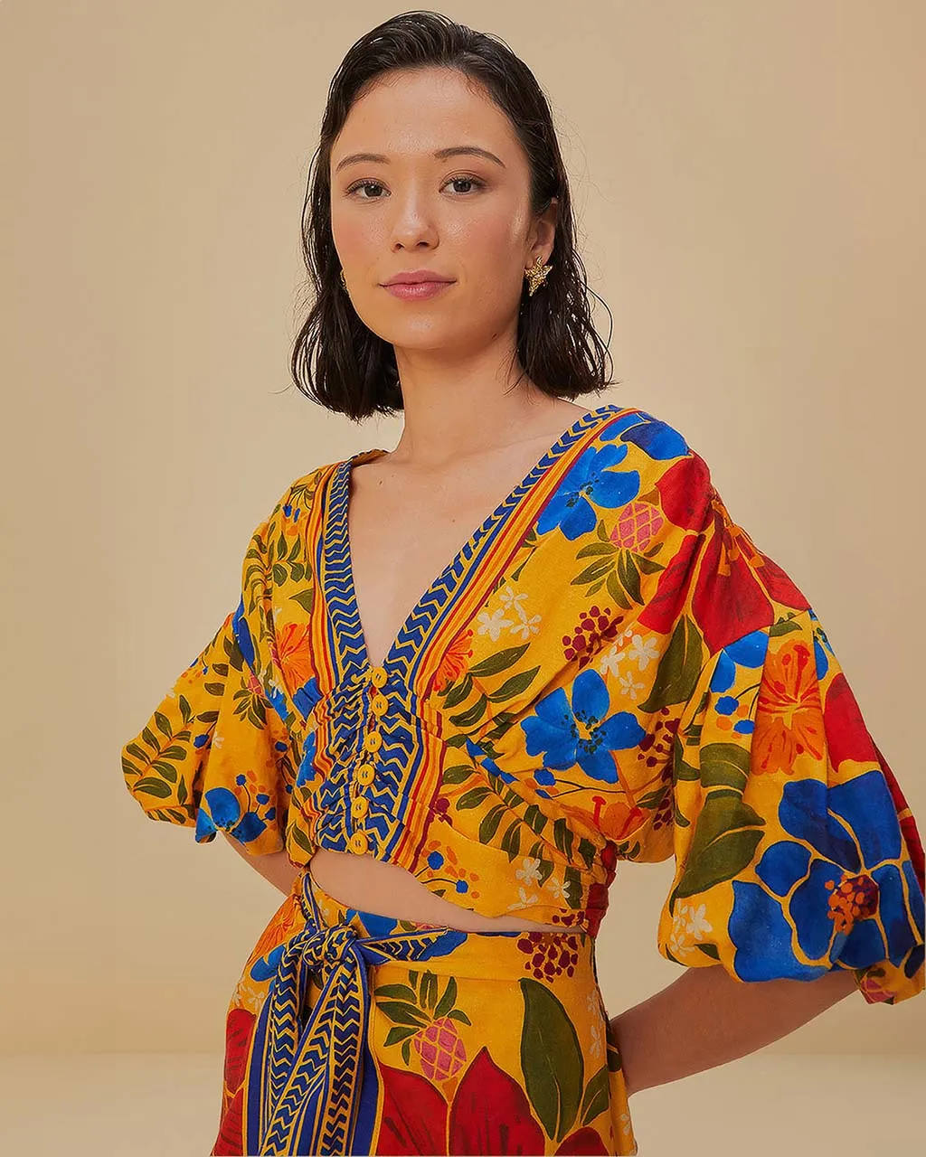 Yellow Floral Yard Crop Top