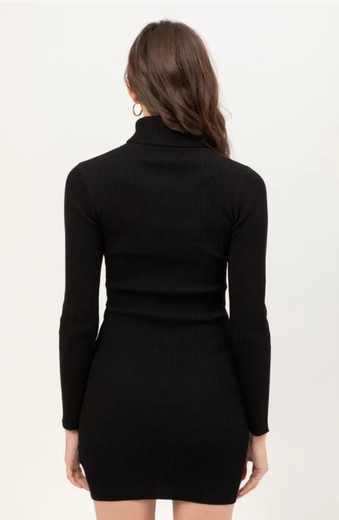 You Got This Black Turtleneck Sweater Dress